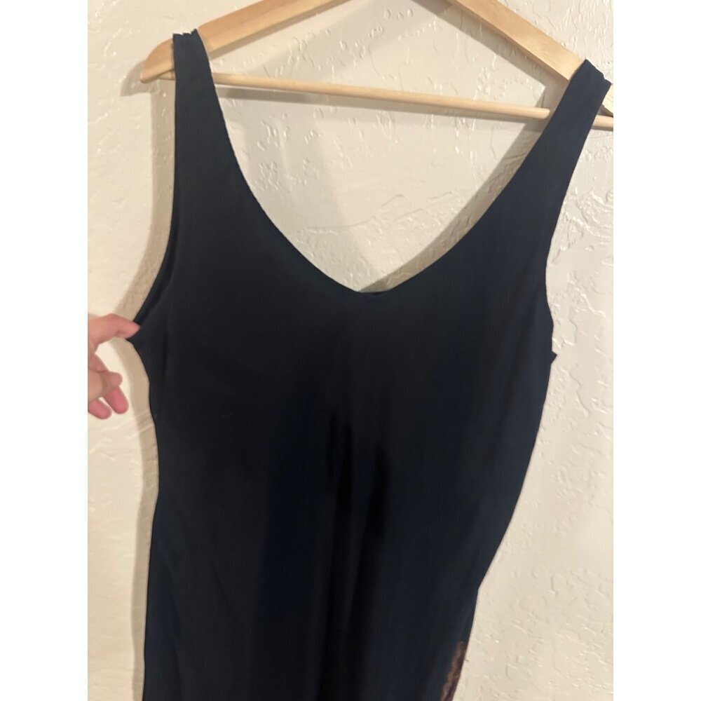 Y Chico’s Cotton Black Sleeveless Hippie V Neck Aztec Embroidered Midi Dress - Picture 5 of 7